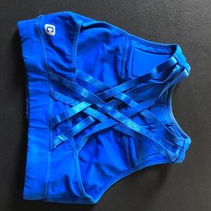 crisscross back chestee crossfit sports bra  blue